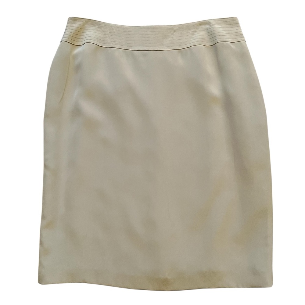 Nina Mclemore Creamy Tan Silk Pencil Skirt 12